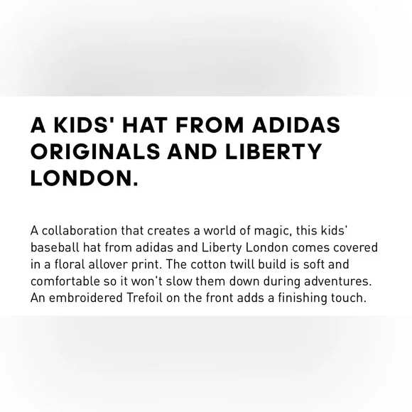 NWT GIRL’S ADIDAS X LIBERTY LONDON FLORAL BASEBALL CAP, Blue/Mauve, Limited Ed - Picture 8 of 9